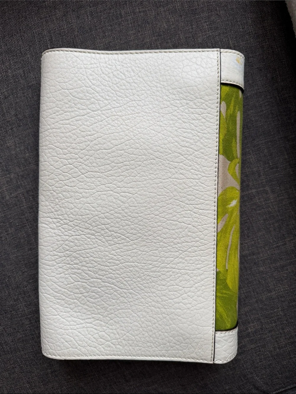 kate spade White and Green Palm Leaf Wristlet Clutch